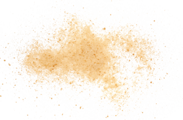 crystallized brown sugar flying, isolated on white, clipping path