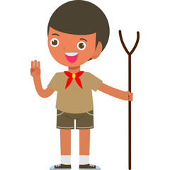 Cute cartoon Boy Scout or Girl Scout illustration element flat