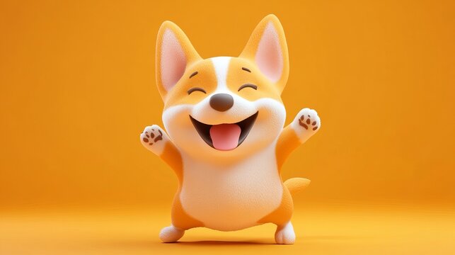 A cartoon-style emoji of a dog making a playful gesture, rendered in a vibrant, high-quality 3D/2.5D design