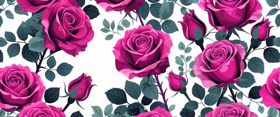 Magenta rose petals vector pattern abstract design illustration background