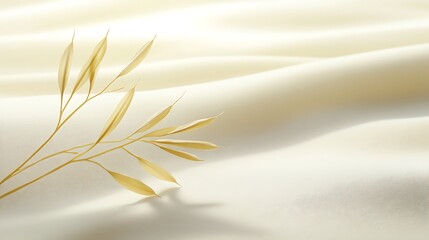 Delicate golden plant stems displayed against a soft draped fabric