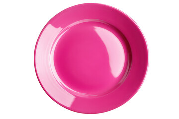 A vibrant fuchsia dinner plate with a textured rim and glossy finish, ready to serve a meal