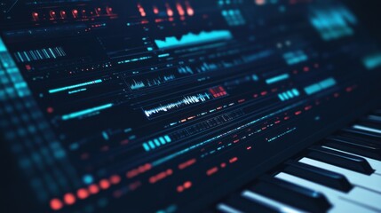 Obraz premium An AI powered system optimizing music composition by analyzing musical patterns, AI-assisted melody generation, and real-time arrangement suggestions for more creative music production