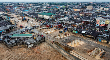 Fly-over bridge construction at Ikokwu, Port Harcourt, Rivers State, Nigeria.