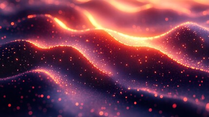 Obraz premium Abstract Glowing Particles Landscape: A Digital Art Masterpiece