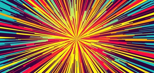 Vibrant radial burst background in comic book style, pop art colors, design element, graphic