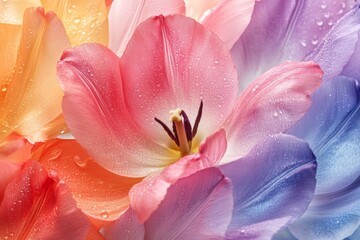 Delicate pink tulip petals with soft light and shallow depth of field