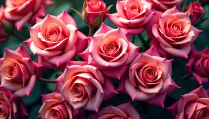 Obraz premium Intricate blooming roses, densely packed, vibrant hues, summer, wedding, elegant