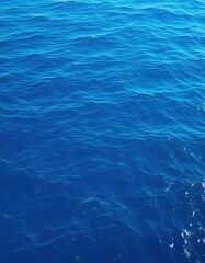 Obraz premium Serene blue ocean, gentle waves, panoramic view, tranquil, sea