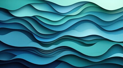 Fototapeta premium Abstract Wave Patterns in Varying Shades of Blue and Green Tones