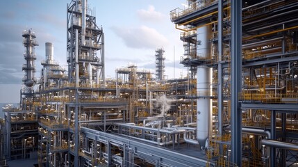 Fototapeta premium A D digital design of an industrial complex with structural load calculations.