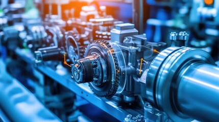 A close-up of an industrial IoT sensor monitoring machine performance.