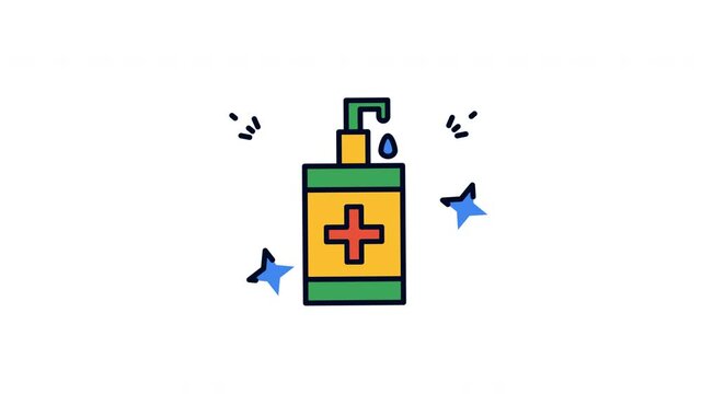 Hand Sanitizer Bottle Animation Medical Motion Graphic