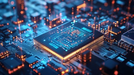 A computer processor with holographic projections of circuit data streams.