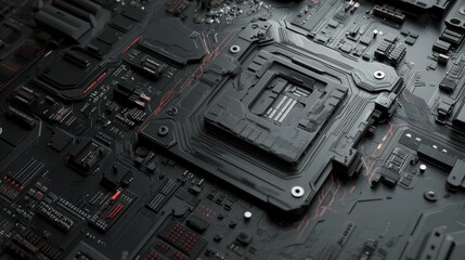 Fototapeta premium A conceptual futuristic motherboard with self-repairing nanotechnology.