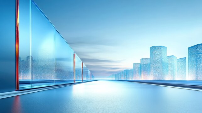 Modern City Skywalk Perspective