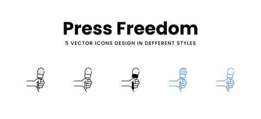 Press Freedom vector icons set stock illustration