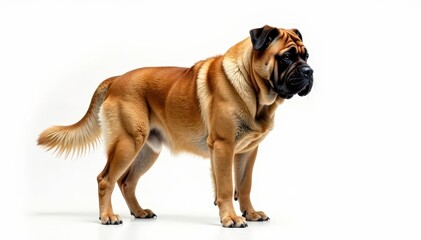 Majestic Mastiff, powerful stance, white background, portrait, breed, isolated