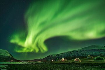 landscape with mountains and northern lights