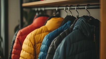 Fototapeta premium Winter Coats on a Rack