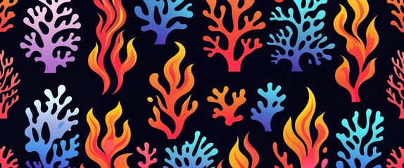 Obraz premium Coral flame streaks vector pattern abstract design illustration background