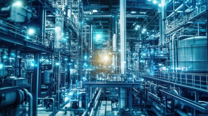 Fototapeta premium A futuristic digital twin concept displaying factory operations.