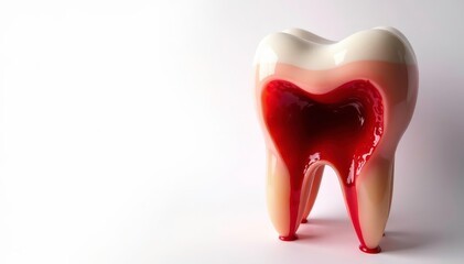 Severely inflamed gum around a tooth, isolated , discomfort, bleeding