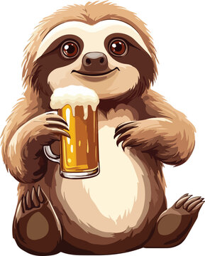 sloth holding beer cartoon clip art preview