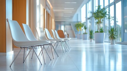 Modern Waiting Area with White Chairs and Natural Light Interior
