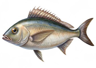 Obraz premium fish swimming, featuring vivid fins and realistic body structure, on a clean white backdrop