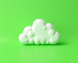 Puffy cloud icon on vivid green background. Weather forecasts, technology and nature concepts