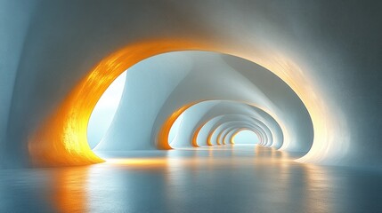 Fototapeta premium Abstract glowing tunnel architecture interior design