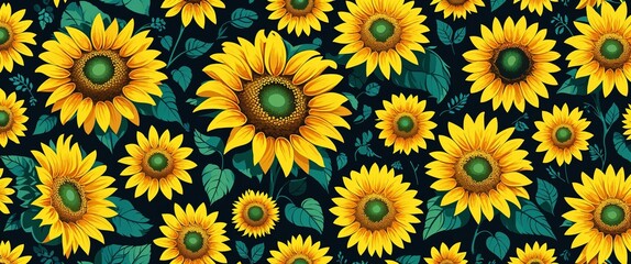 Yellow sunflower petals vector pattern abstract design illustration background