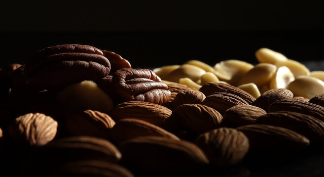 Silhueta de nozes e am&ecirc;ndoas escaldadas