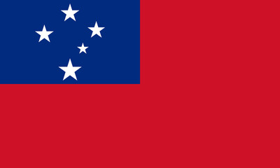 Flag representing Samoa with blue canton and red field displaying white stars
