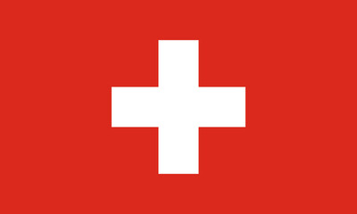 Obraz premium Flag of Switzerland displayed prominently against a vibrant red background, showcasing its national symbol