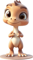 Fototapeta premium Illustration of a Smiling Cartoon Dinosaur Character with Brown Skin and Happy Face