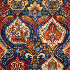 Persian Textile Wallpaper &ndash; Luxurious Silk-Inspired Motifs
