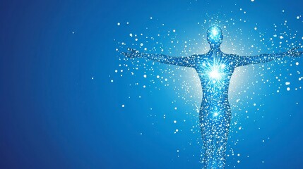 Fototapeta premium Glowing Blue Human Energy Form Abstract Background