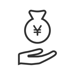 手とお金モチーフのモノクロ線画アイコン2