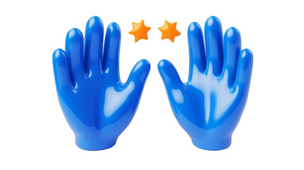 Obraz premium Isolated Blue Plastic Hands and Orange Stars on Transparent Background Illustration