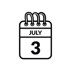 July 3 Calendar icon vector illustration.