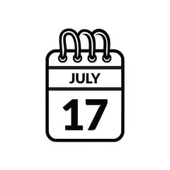 July 17 Calendar icon vector illustration.