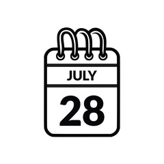 July 28 Calendar icon vector illustration.