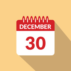 December 30 Calendar icon vector illustration.