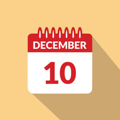 December 10 Calendar icon vector illustration.