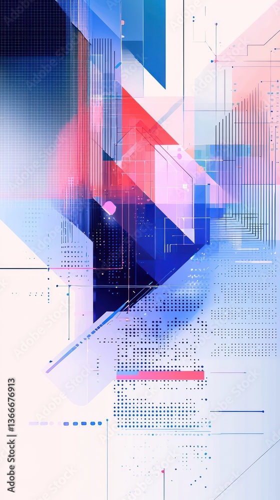 Canvas Prints abstract technology-inspired geometric background with blue shapes and digital aesthetics.
