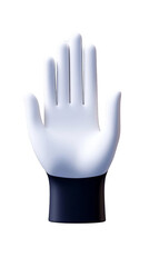 Realistic 3D Rendering of a White Gloved Hand Against Transparent Background