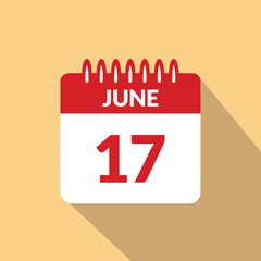 June 17 Calendar icon vector illustration.