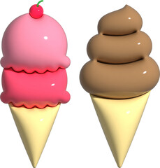 Cute ice cream with 3D balloon effect